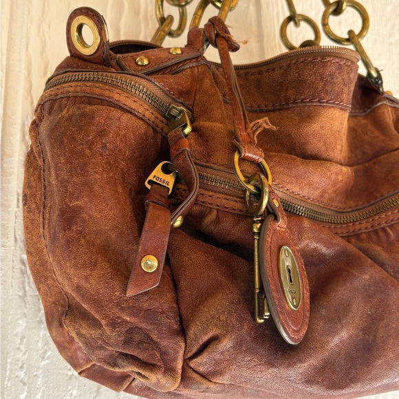 Vintage Fossil Brown Leather Shoulder Bag - Picture 2 of 14